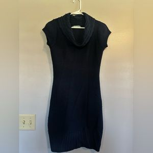 Blue sweater dress with a separate camisole liner to wear underneath.